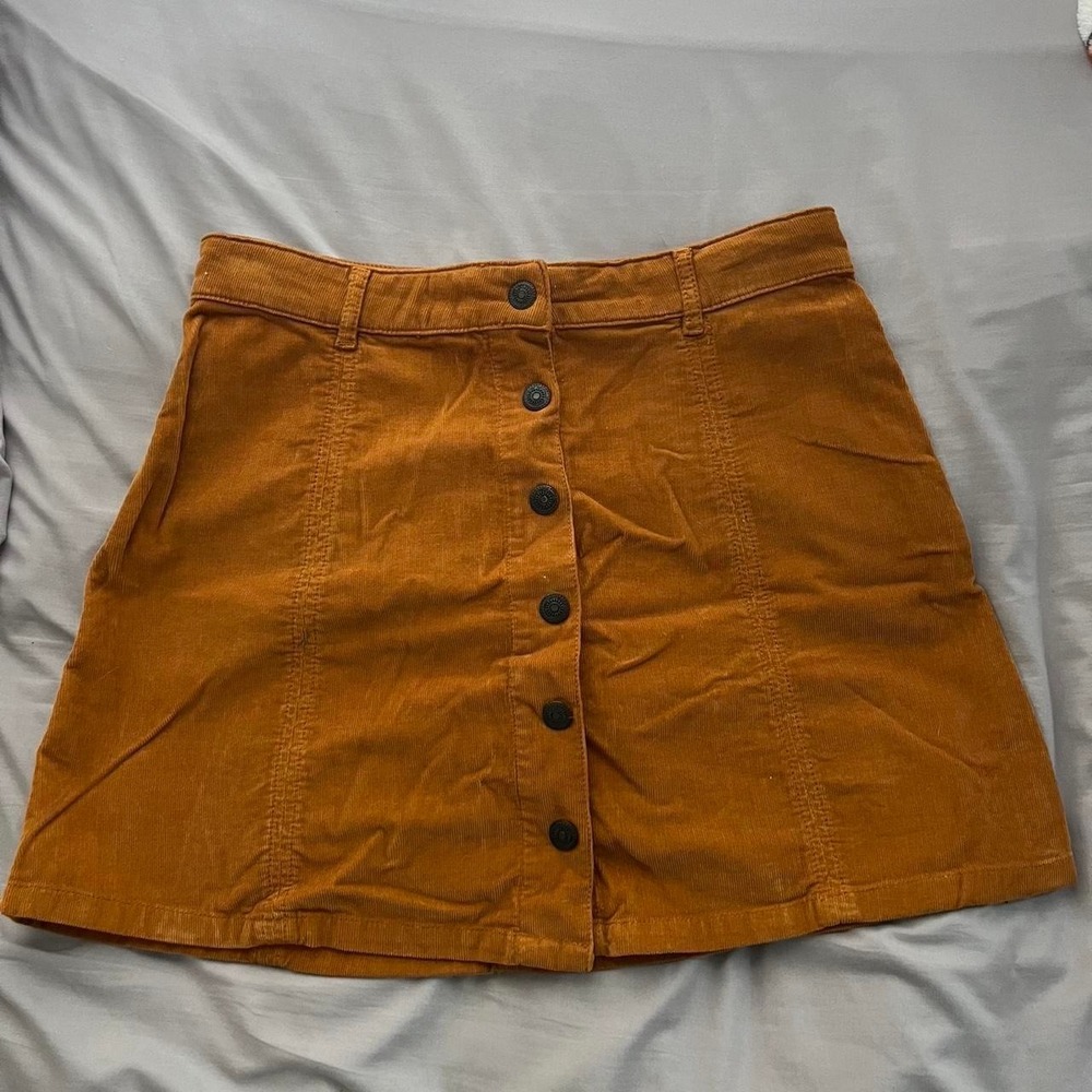 American Eagle Mustard Yellow Corduroy Mini Skirt, Size 8